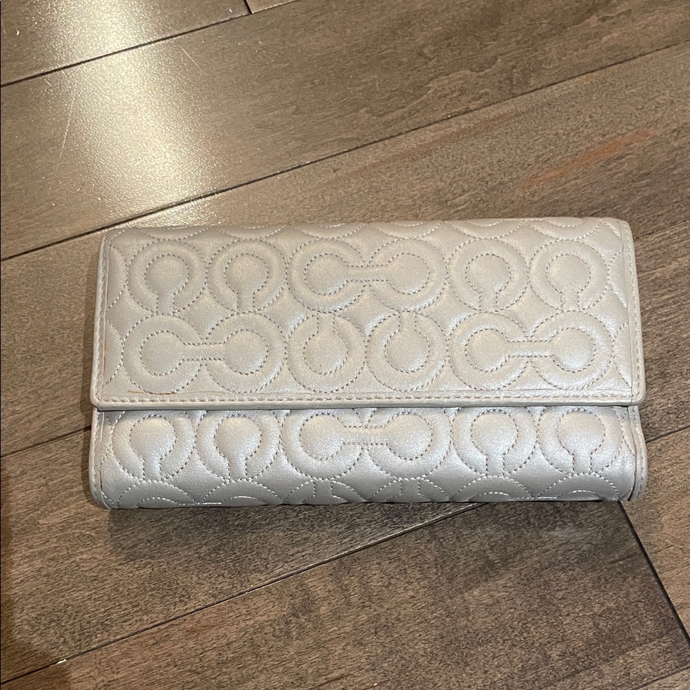 Coach Quilted Soft Silver Wallet